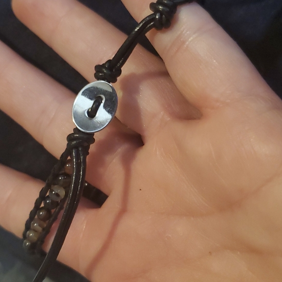 New Scenic Dendritic Agate Ball Open Unisex Bracelet. - Picture 6 of 8